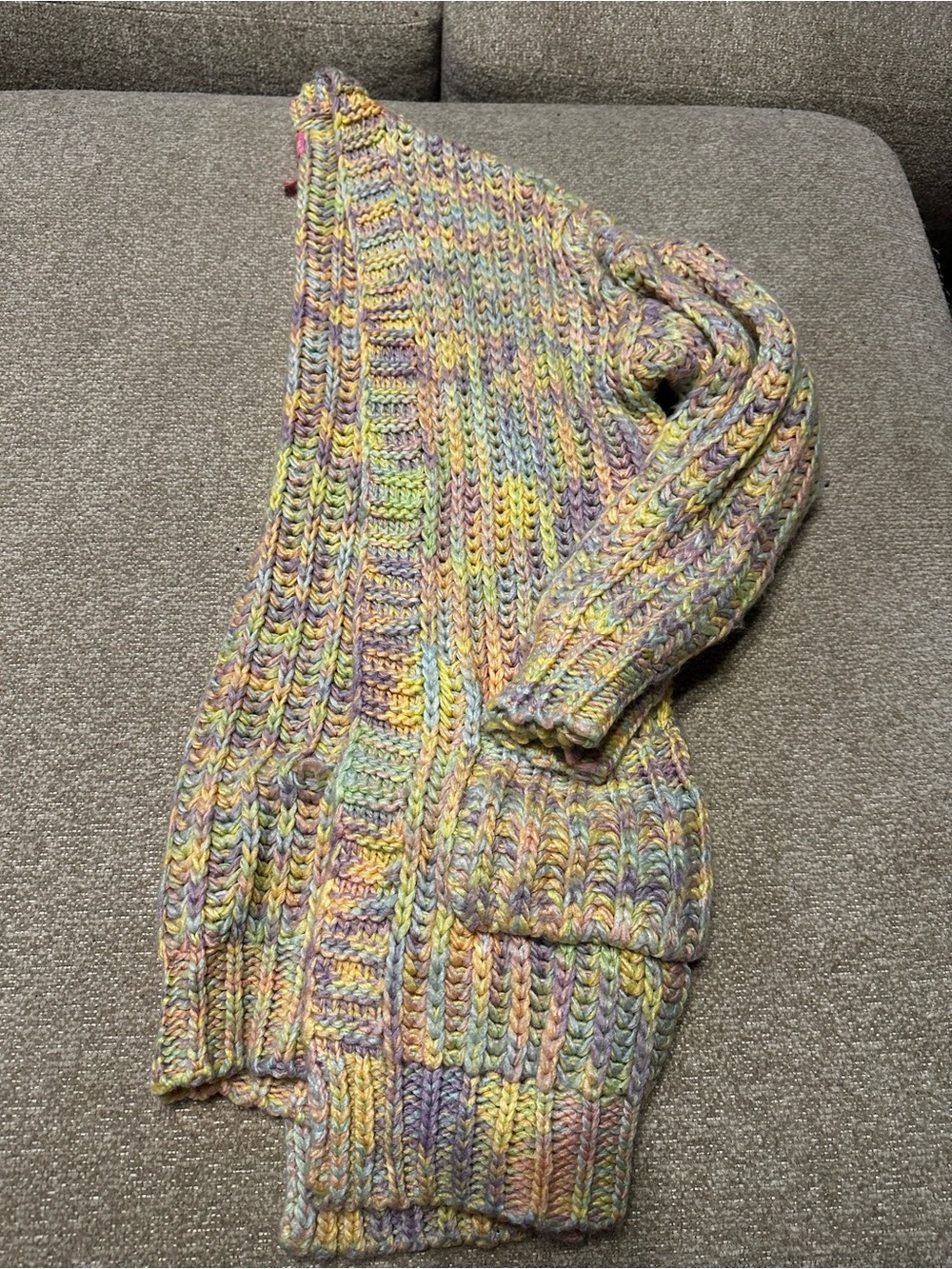 Sugar Thrillz Pastel Multicolor Chunky Knit Women’s Sweater Cardigan